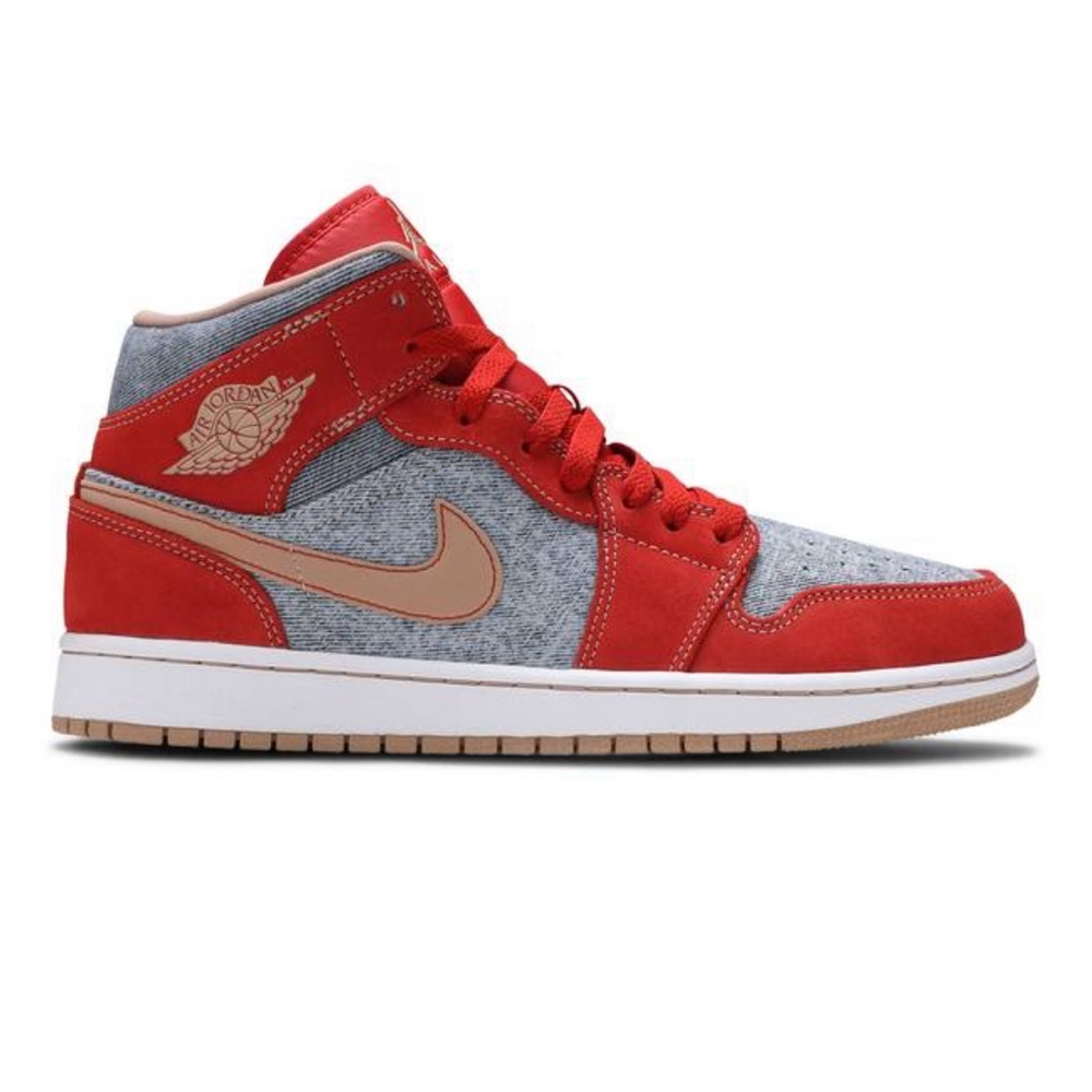 Air Jordan 1 Mid SE Denim Red DM4352-600 Men’s Size 7.5. Like New condit…